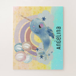 かわいいマジカルシーユニコーン名前をカスタムする  ジグソーパズル