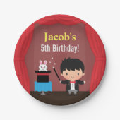 かわいいマジシャンの子供の魔法の誕生日パーティー ペーパープレート (正面)
