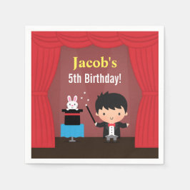 かわいいマジシャン キッズ マジック 誕生日パーティー スタンダードカクテルナプキン