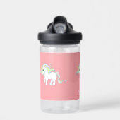 かわいいマジックユニコーンと星のライトピンク ウォーターボトル (正面)