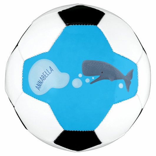かわいいマッコウクジラの泡吹きキャラクター サッカーボール (正面)
