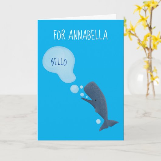 かわいいマッコウジ吹ェールの泡の漫画 カード (黄色い花)