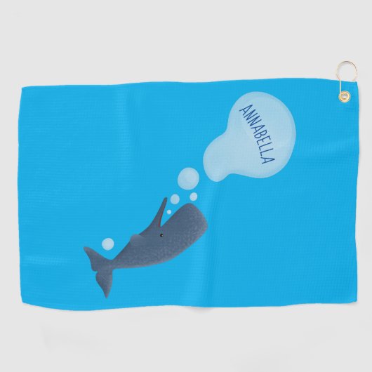 かわいいマッコウジ吹ェールの泡の漫画 ゴルフタオル (横)