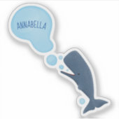 かわいいマッコウジ吹ェールの泡の漫画 シール (正面)