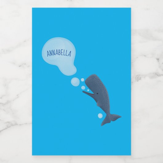 かわいいマッコウジ吹ェールの泡の漫画 フードラベル (シングルラベル)