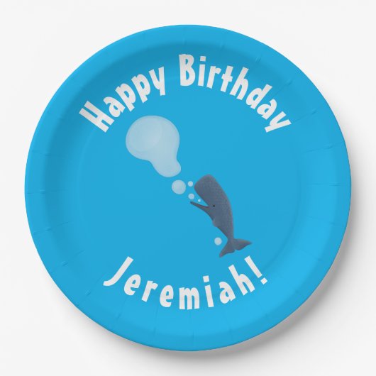 かわいいマッコウジ吹ェールの泡の漫画 ペーパープレート (正面)