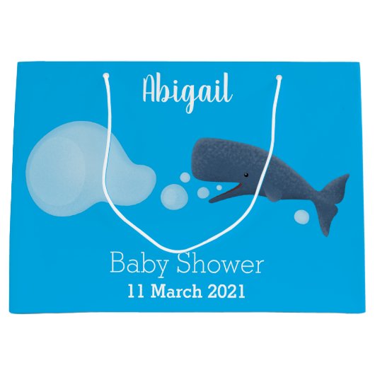 かわいいマッコウジ吹ェールの泡の漫画 ラージペーパーバッグ (正面)