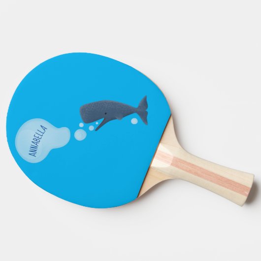 かわいいマッコウジ吹ェールの泡の漫画 卓球ラケット (横)