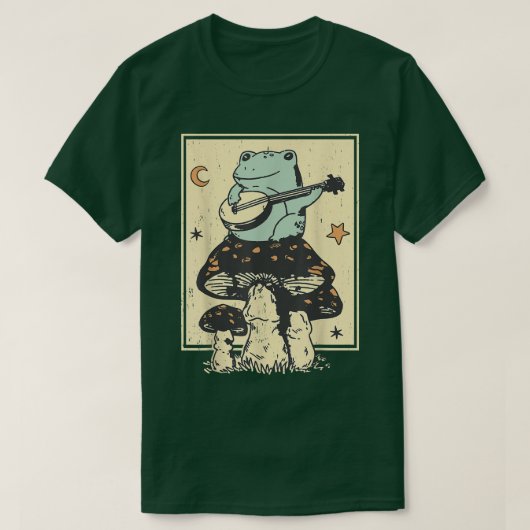 かわいいマッシュルームギターカエル622 Tシャツ (デザイン正面)