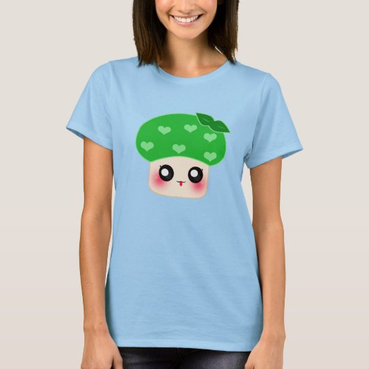 かわいいマッシュルームグリーン Tシャツ (正面)