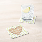 かわいいマッチ素朴なハートストライプと スクエアペーパーコースター (インサイチュ)