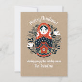 かわいいマトリョースカの巣作り人形のクリスマスカード カード (正面)