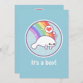 かわいいマナティーのベビーシャワー招待状 招待状 (正面/裏面)