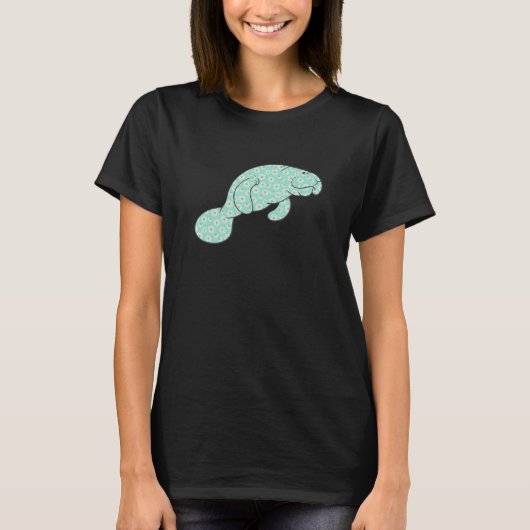 かわいいマナティーシー牛デイジー花女性用プリント Tシャツ (正面)