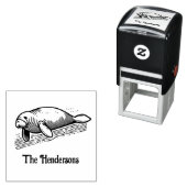 かわいいマナティー海の牛#3家族の名前 セルフインキングスタンプ (インサイチュ)