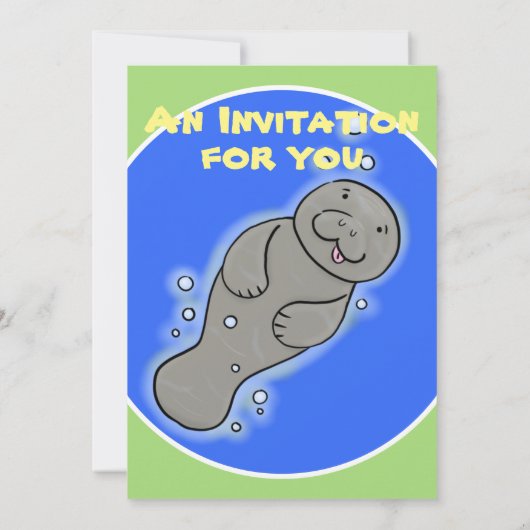 かわいいマナティー漫画 招待状 (裏面)