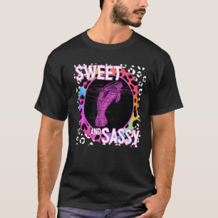 かわいいマナティー90sノスタルジアレインボーヒョウ印刷T Tシャツ