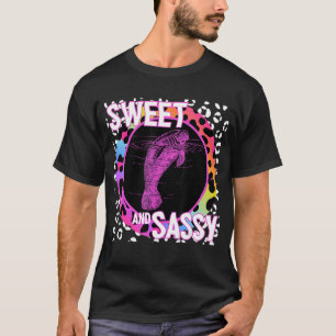 かわいいマナティー90sノスタルジアレインボーヒョウ印刷T Tシャツ