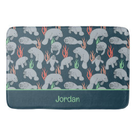 かわいいマナテーズ海洋生物動物のパターン バスマット