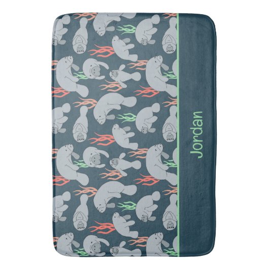 かわいいマナテーズ海洋生物動物のパターン バスマット (正面縦)