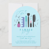 かわいいマニキュア&メイクアップスパパンパーバースデーパーティー 招待状 (正面)