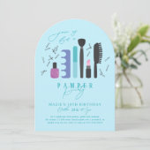 かわいいマニキュア&メイクアップスパパンパーバースデーパーティー 招待状 (スタンド正面)