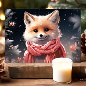 かわいいマフラー狐のクリスマス シーズンカード