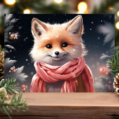かわいいマフラー狐のクリスマス シーズンカード
