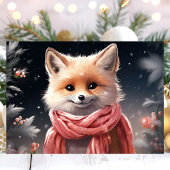 かわいいマフラー狐のクリスマス シーズンカード