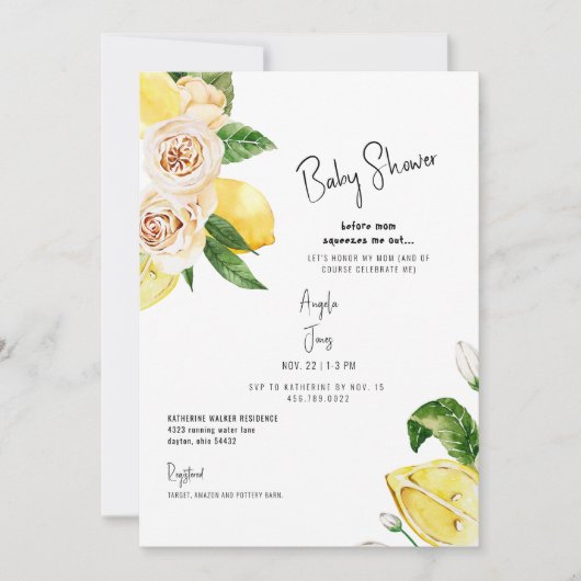 かわいいママが赤ちゃんシャワーを絞り出す 招待状 (正面)