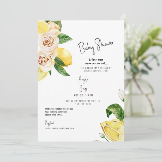 かわいいママが赤ちゃんシャワーを絞り出す 招待状 (スタンド正面)