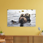 かわいいママとパップスシーオッターズ キャンバスプリント (インサイチュ (リビング))
