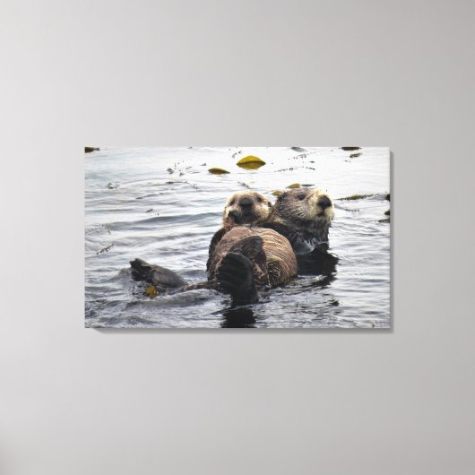 かわいいママとパップスシーオッターズ キャンバスプリント (正面)