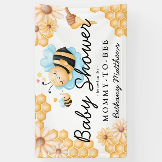 かわいいママとビー夏の赤ちゃんシャワー 横断幕 (縦)