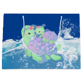 かわいいママとベビーウミガメ ラージペーパーバッグ (正面)