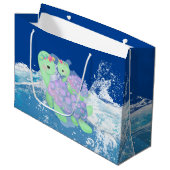 かわいいママとベビーウミガメ ラージペーパーバッグ (正面アングル)