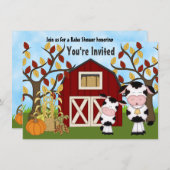 かわいいママとベビーカウオータムベビーシャワー招待状 招待状 (正面/裏面)