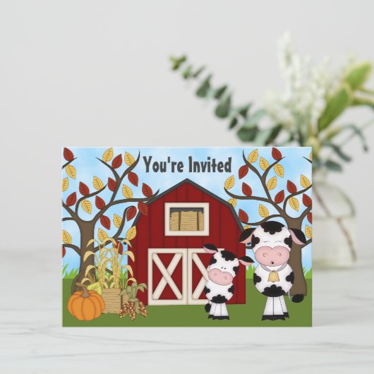 かわいいママとベビーカウオータムベビーシャワー招待状 招待状 (スタンド正面)