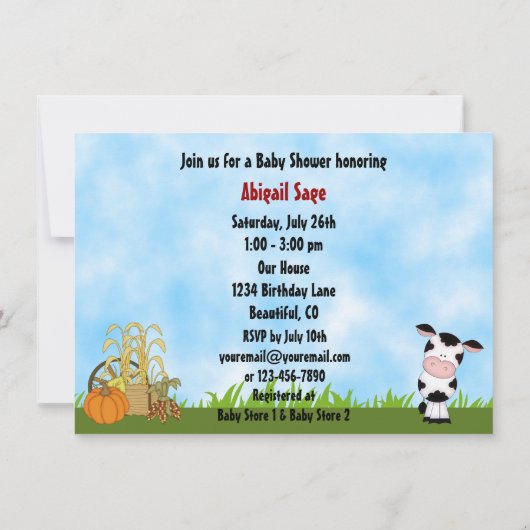 かわいいママとベビーカウオータムベビーシャワー招待状 招待状 (裏面)