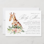 かわいいママとベビーキリン赤ちゃんシャワー 招待状 (正面)