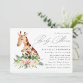 かわいいママとベビーキリン赤ちゃんシャワー 招待状 (スタンド正面)