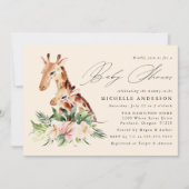 かわいいママとベビーキリン赤ちゃんシャワー 招待状 (正面)