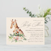 かわいいママとベビーキリン赤ちゃんシャワー 招待状 (スタンド正面)