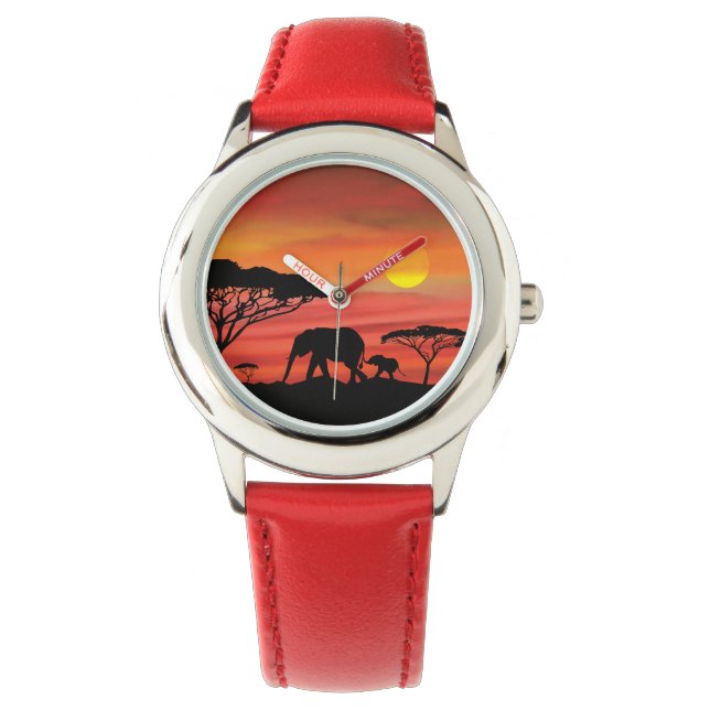 かわいいママとベビーゾウin the Serengeti 腕時計 (正面)