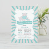 かわいいママとベビーヒッポボーイズ赤ちゃんシャワー 招待状 (スタンド正面)