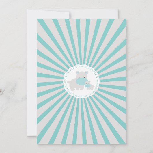 かわいいママとベビーヒッポボーイズ赤ちゃんシャワー 招待状 (裏面)