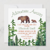 かわいいママとベビーベアアドベンチャーベビーシャワー 招待状 (正面)