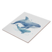 かわいいママとベビーホエールウォーター色海海 タイル (側面)