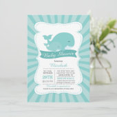 かわいいママとベビーホエールボーイズ赤ちゃんシャワー 招待状 (スタンド正面)