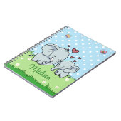 かわいいママとベビー象パーソナライズされた、 ノートブック (左側)